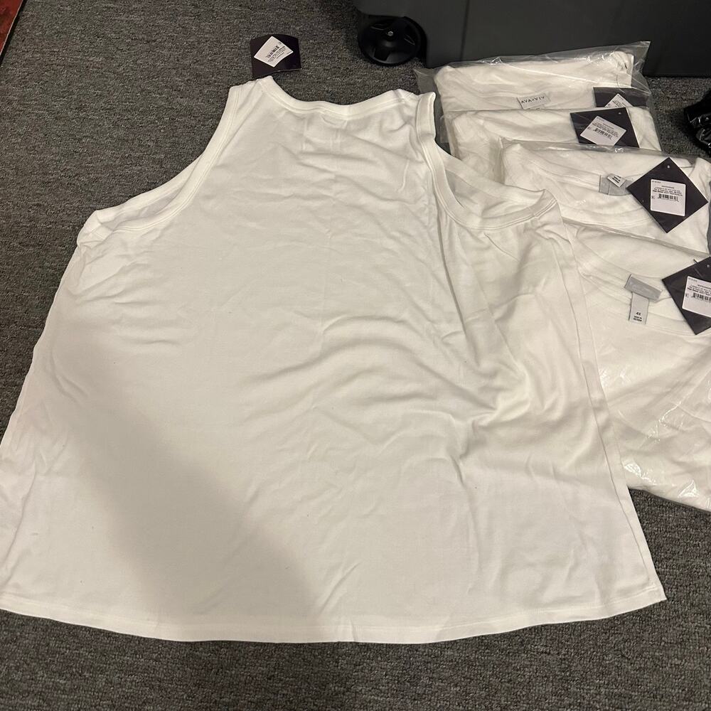 Lot of 5 Ava & Viv White Tank Top Size 4X - Picture 5 of 5